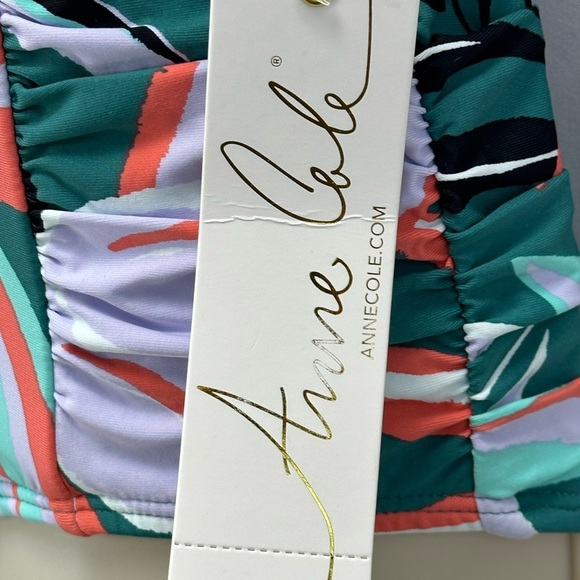 Anne Cole High Waist Palm Print Bikini Briefs - Green White - size Small - Picture 7 of 8